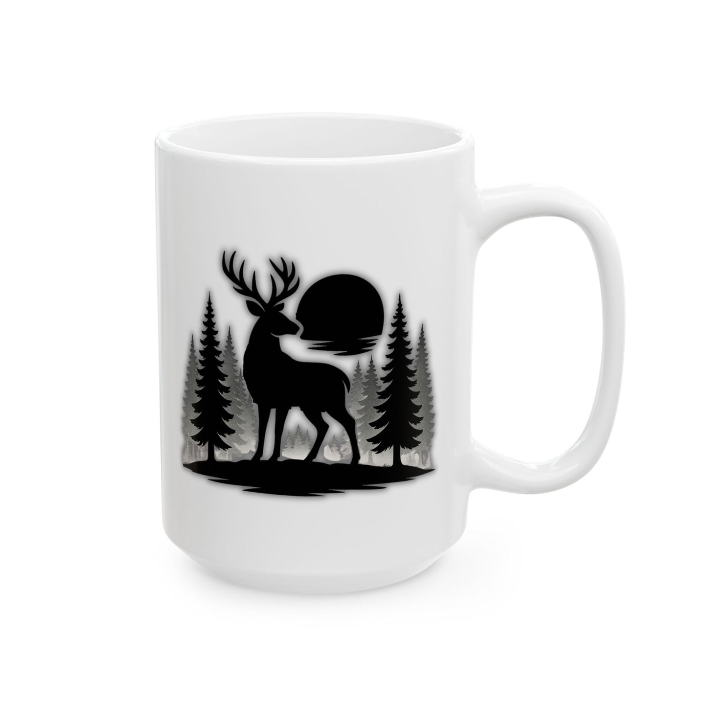 Rustic Deer Coffee Mug, Minimalist Nature Cup
