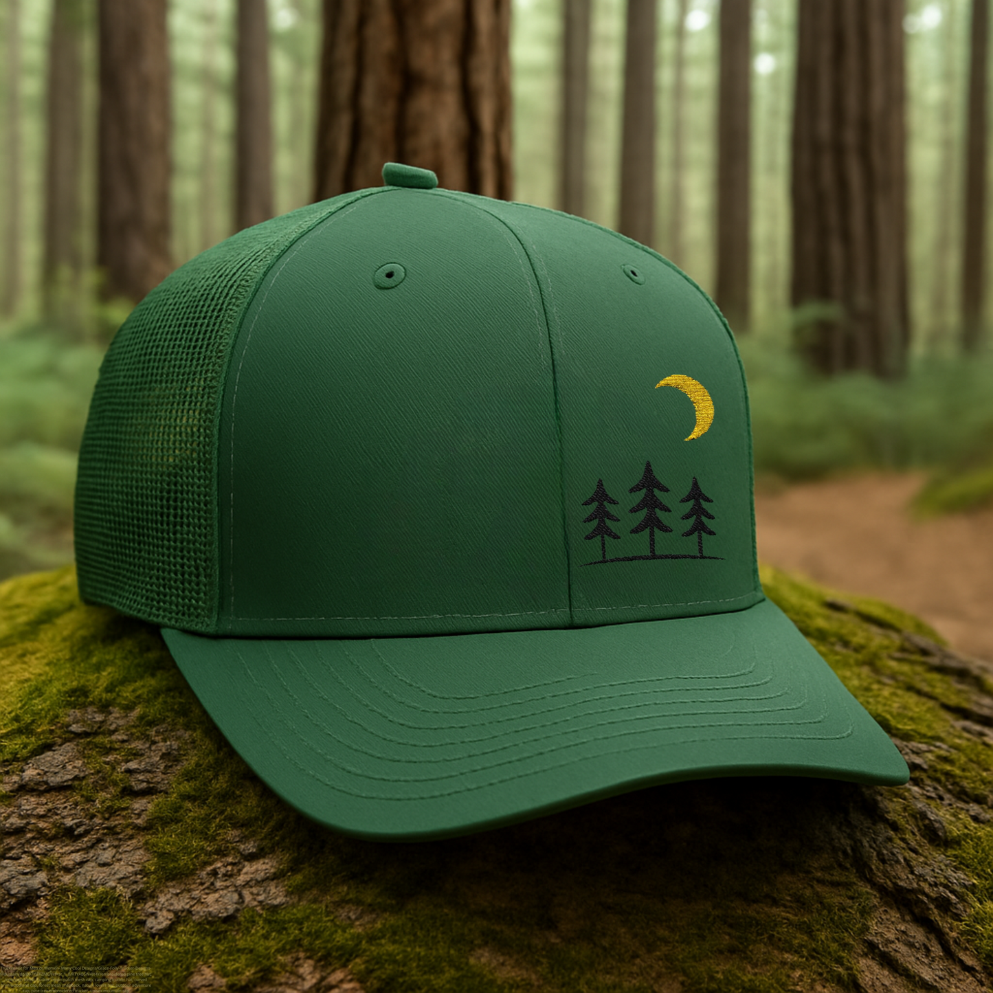 Pine Tree Moon Cap, Nature Camping Hat