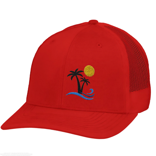 Tropical Palm Tree Trucker Hat, Coastal Cap