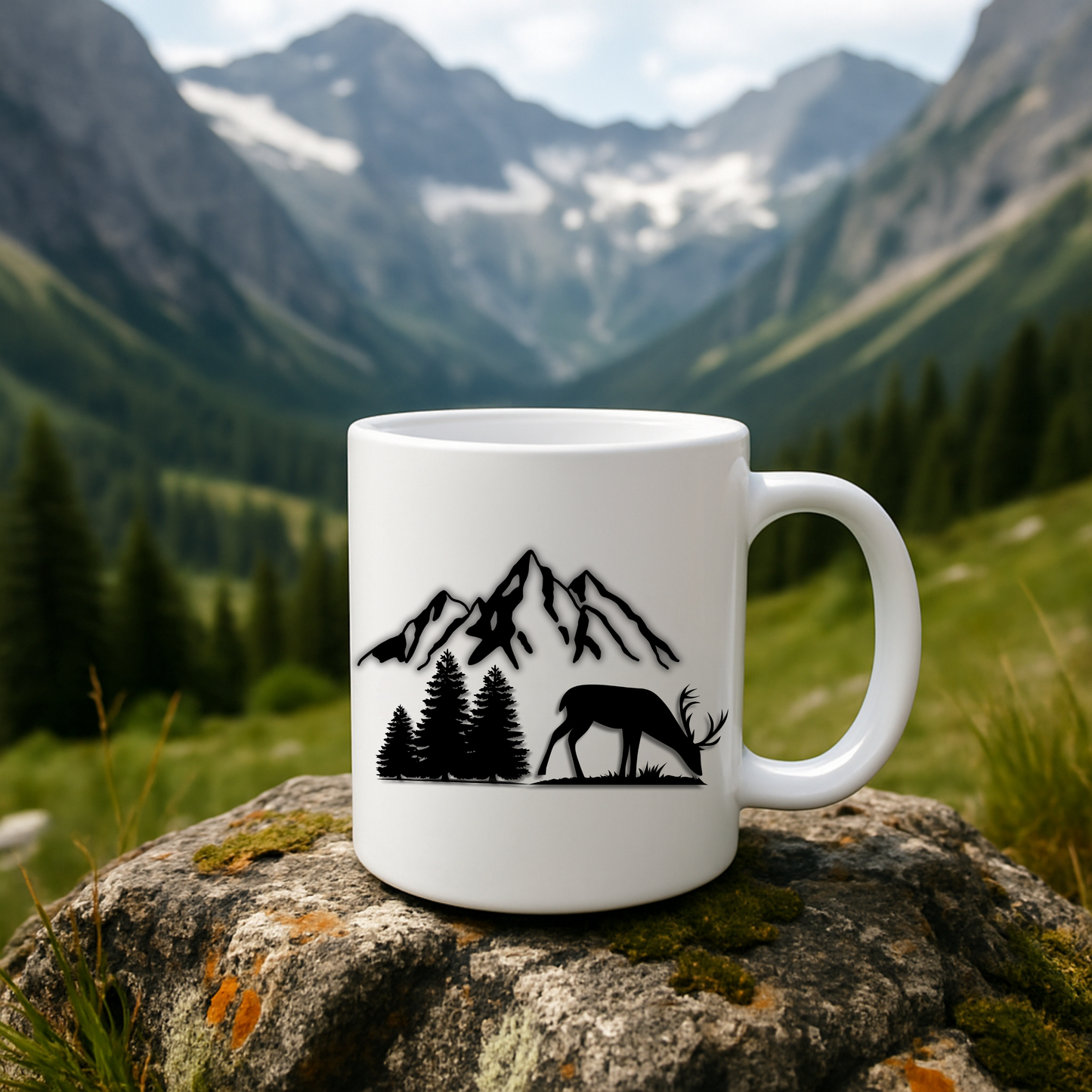 Minimalist Deer Mountain Mug, Outdoors Cup