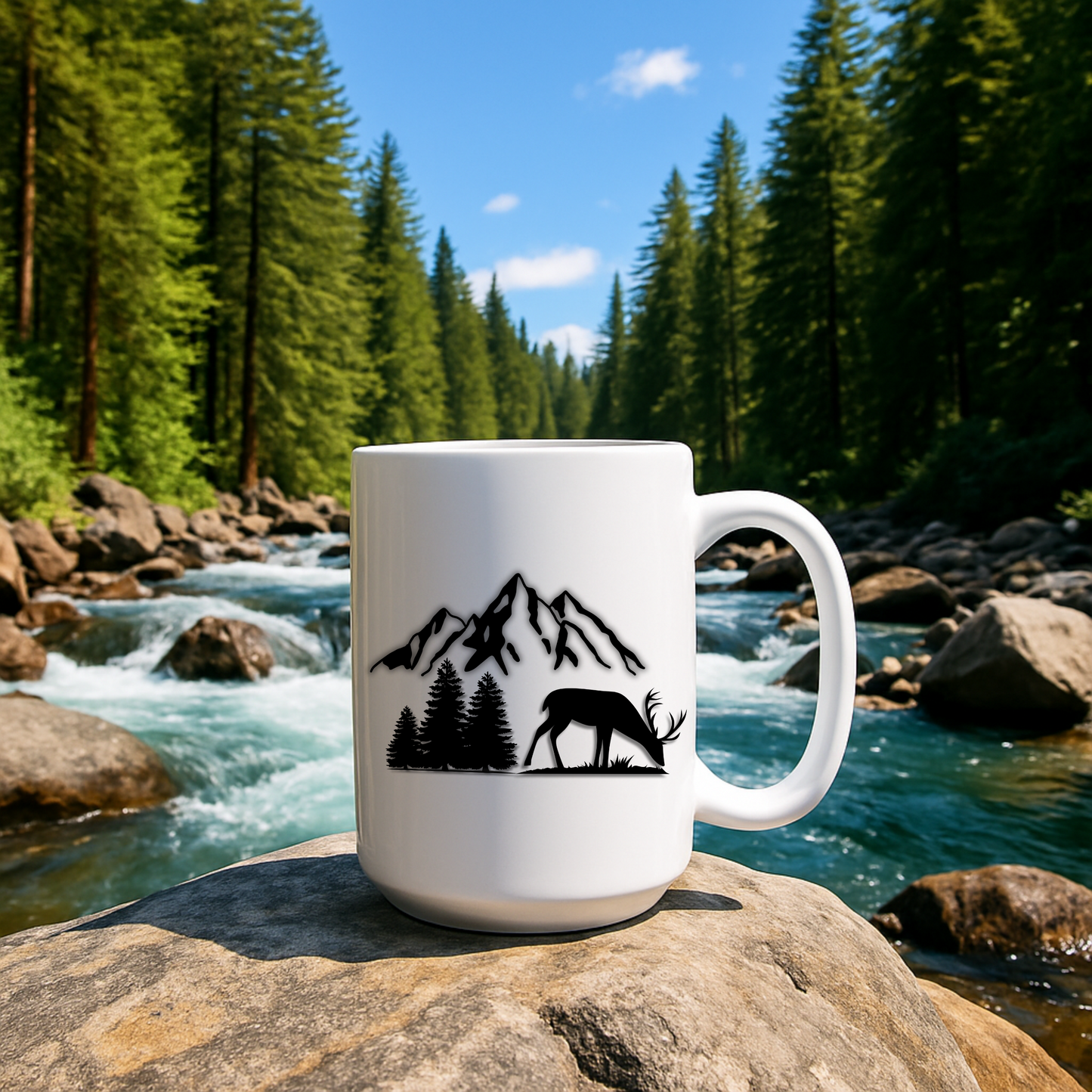 Minimalist Deer Mountain Mug, Outdoors Cup