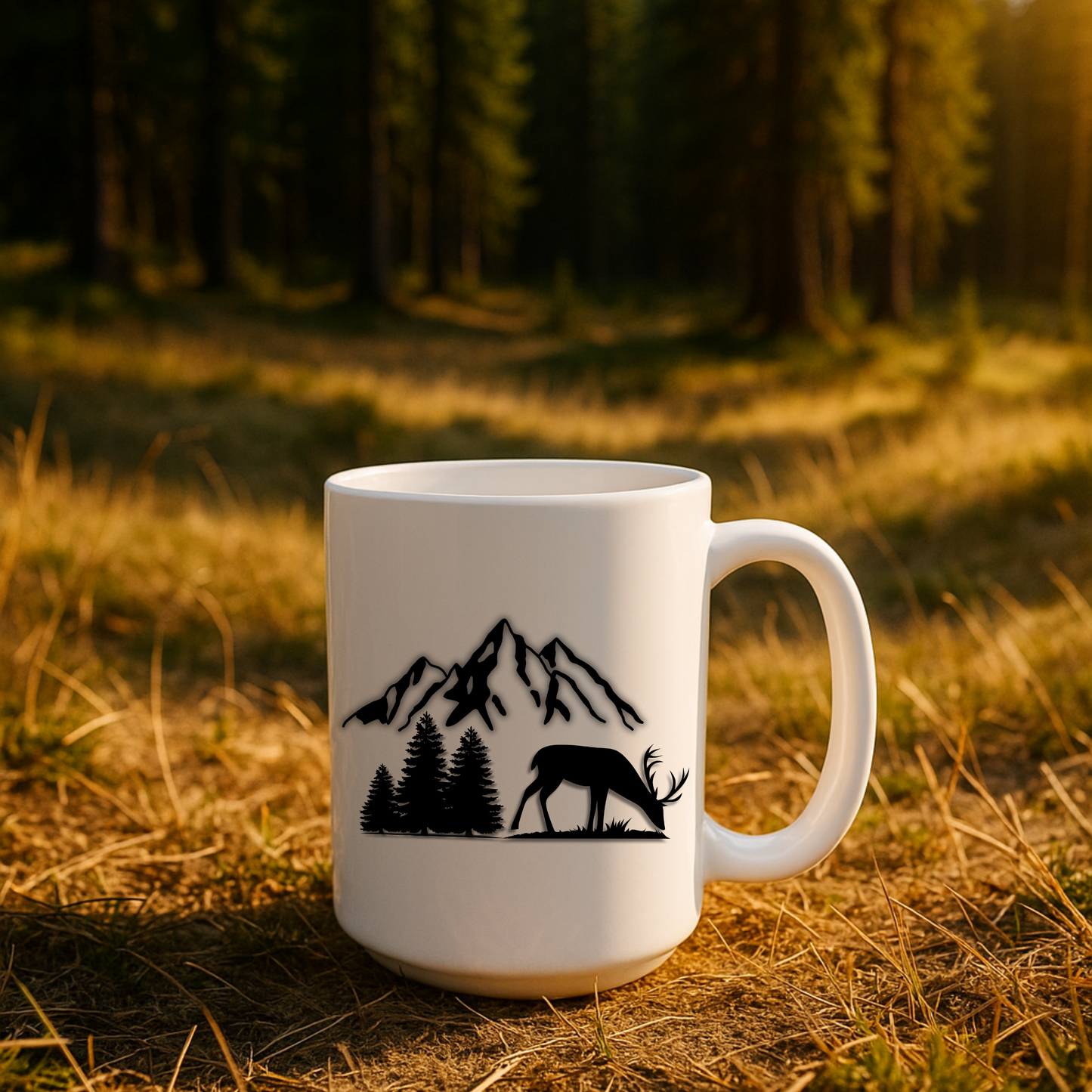 Minimalist Deer Mountain Mug, Outdoors Cup