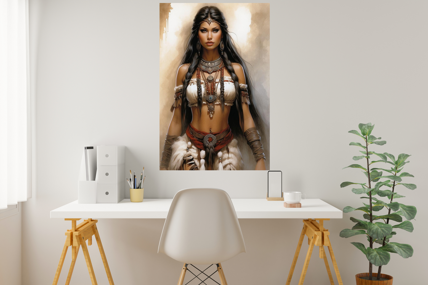 Native American Woman Wall Art, Canvas Print