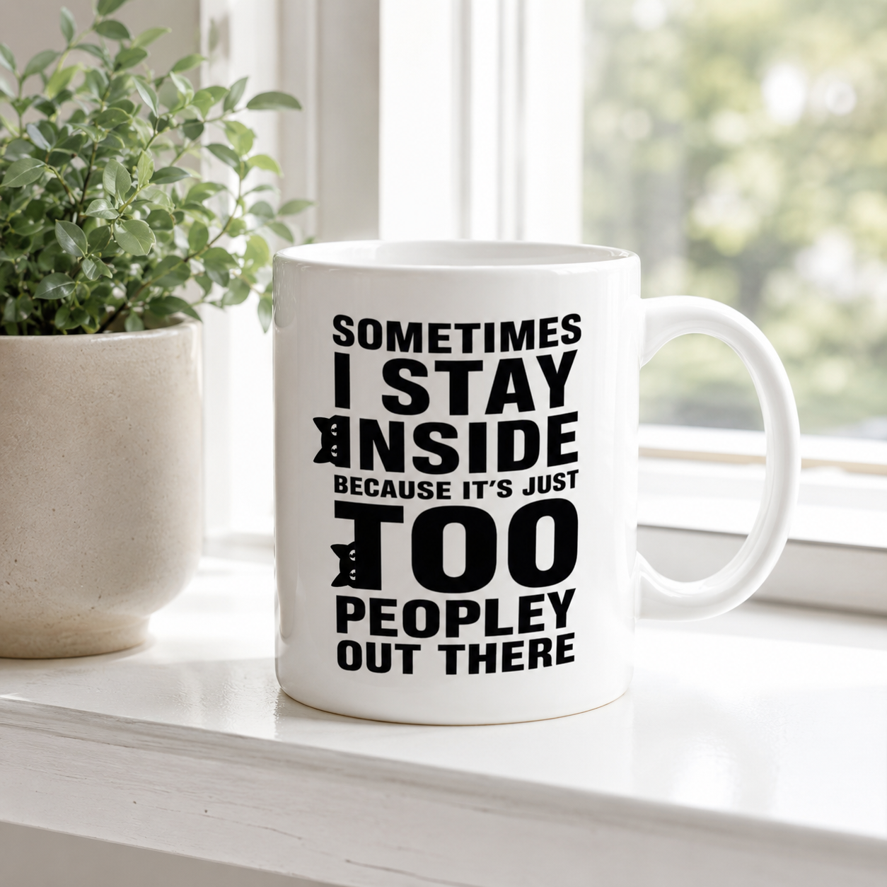 Funny Introvert Coffee Mug, Sometimes I Stay Inside Because It’s Just Too Peopley Out There