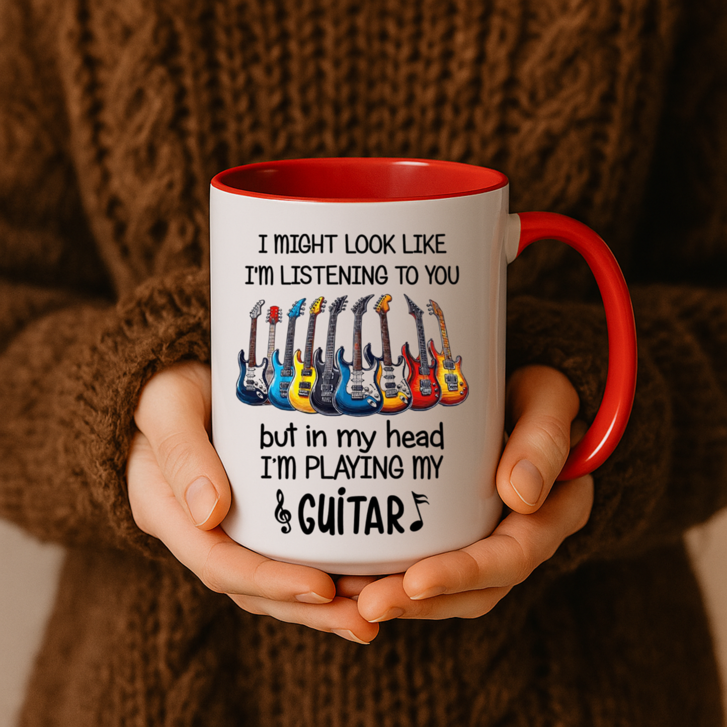 Funny Guitar Coffee Mug, I’m Playing My Guitar Cup