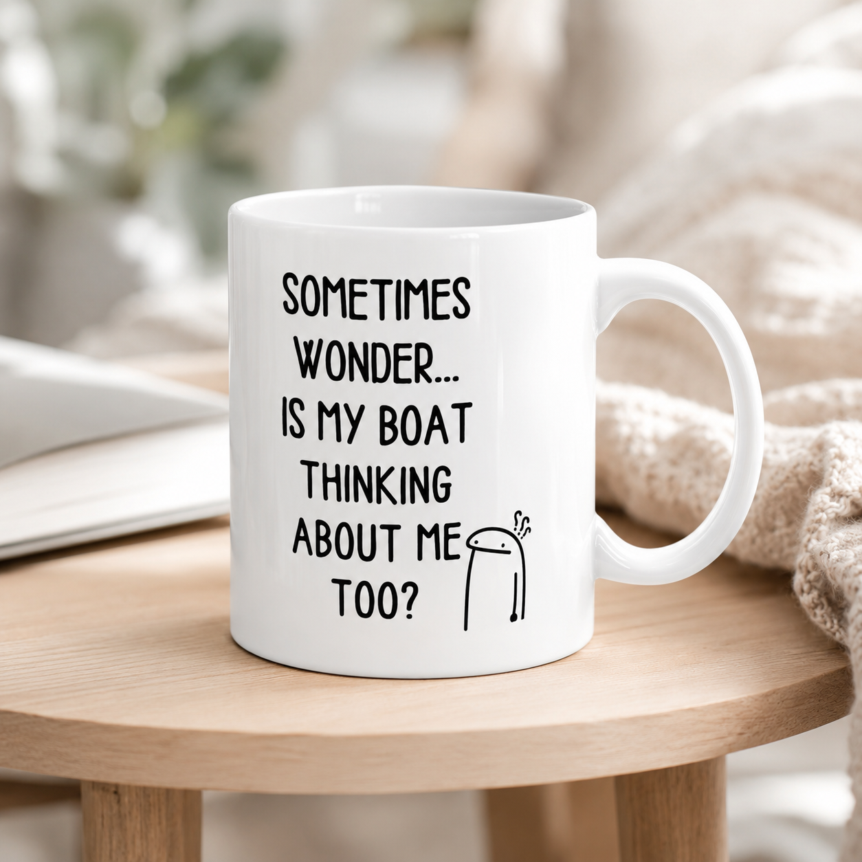 Funny Boat Lover Coffee Mug, Is My Boat Thinking About Me