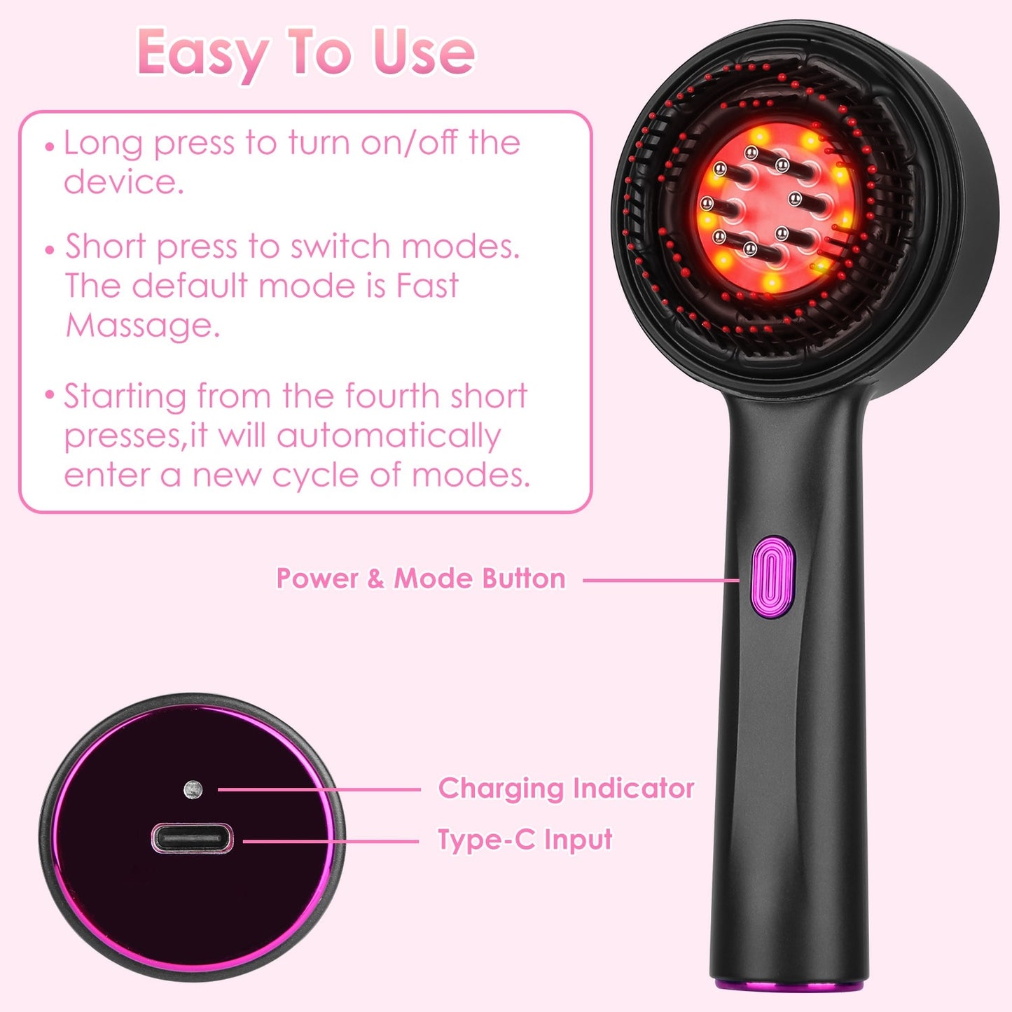 GlowComb – Red Light Scalp Massager & Hair Growth Brush