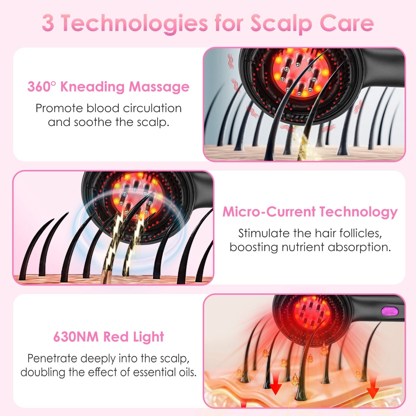 GlowComb – Red Light Scalp Massager & Hair Growth Brush