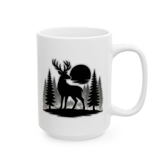 Rustic Deer Coffee Mug, Minimalist Nature Cup