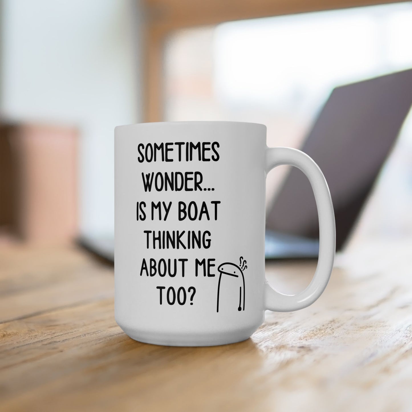 Funny Boat Lover Coffee Mug, Is My Boat Thinking About Me