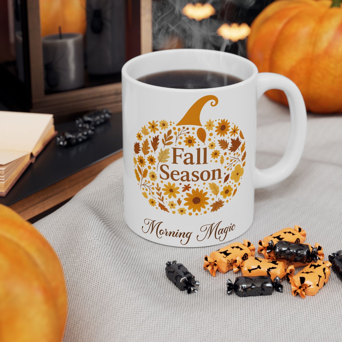 Fall Season Pumpkin Mug, Morning Magic Coffee Cup