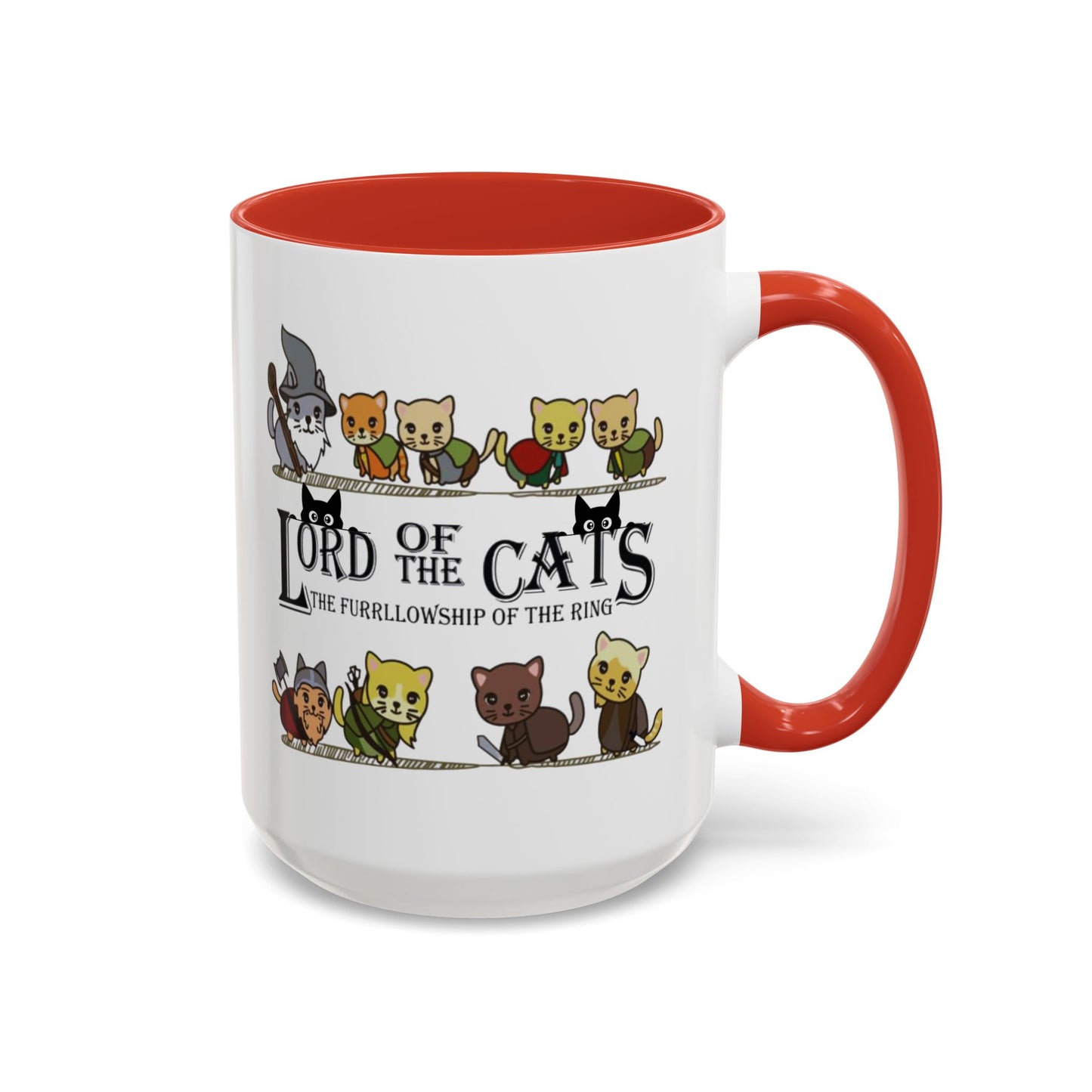 Fantasy Cat Fellowship Mug, Medieval Cats Coffee Cup