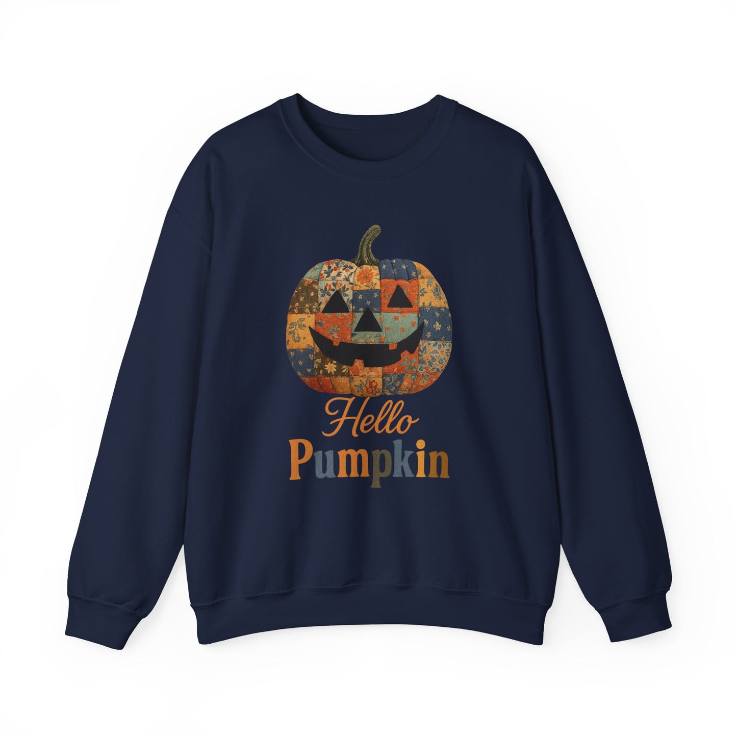 Hello Pumpkin Sweatshirt, Vintage Patchwork Halloween Pullover