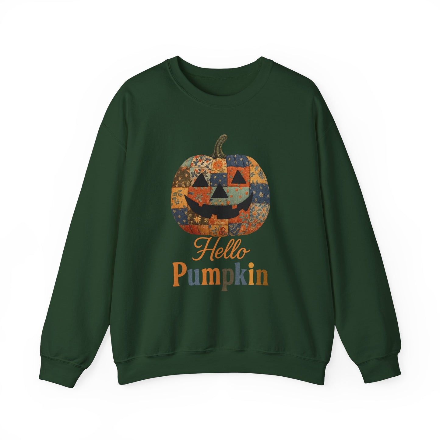 Hello Pumpkin Sweatshirt, Vintage Patchwork Halloween Pullover