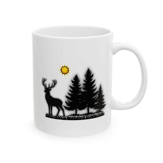 Rustic Deer Mug, Forest Cup for Campers