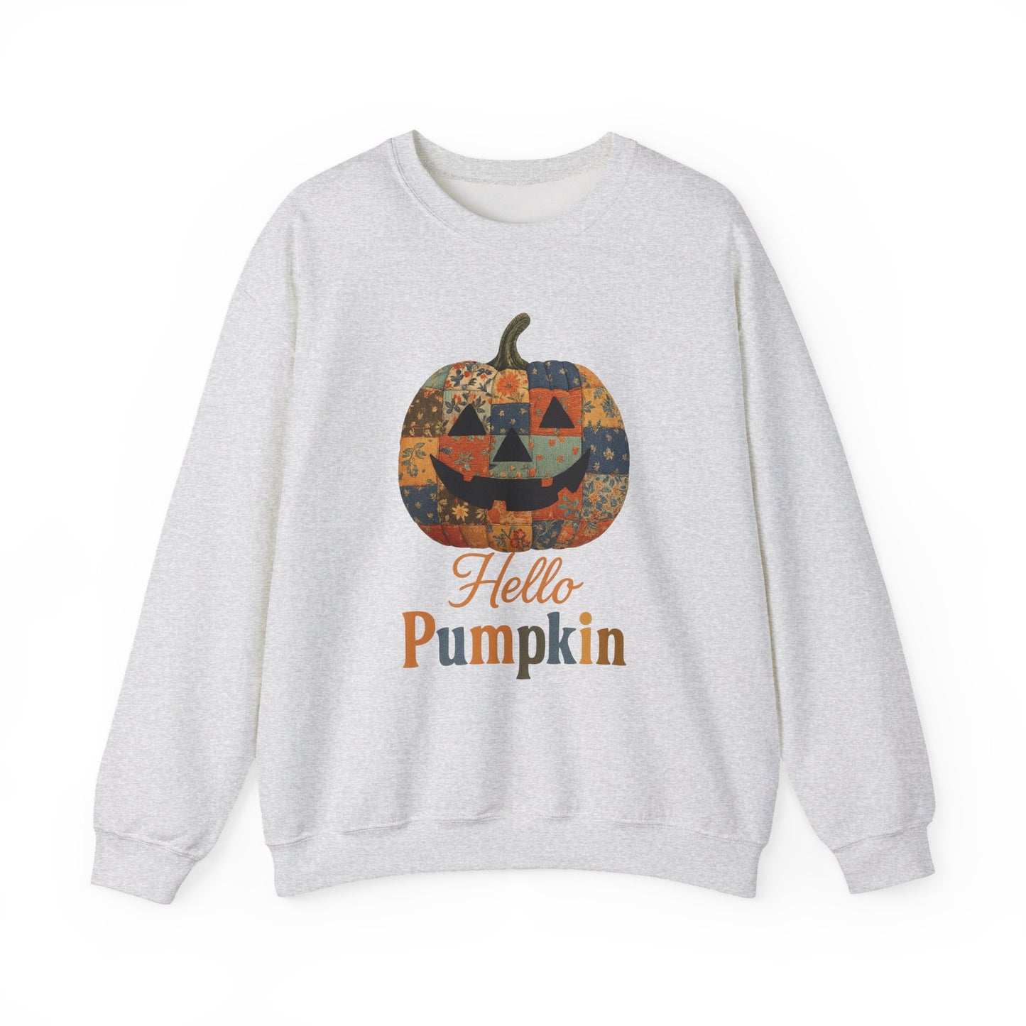 Hello Pumpkin Sweatshirt, Vintage Patchwork Halloween Pullover
