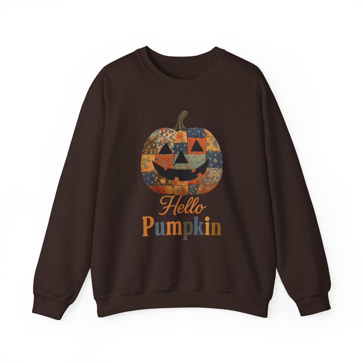 Hello Pumpkin Sweatshirt, Vintage Patchwork Halloween Pullover