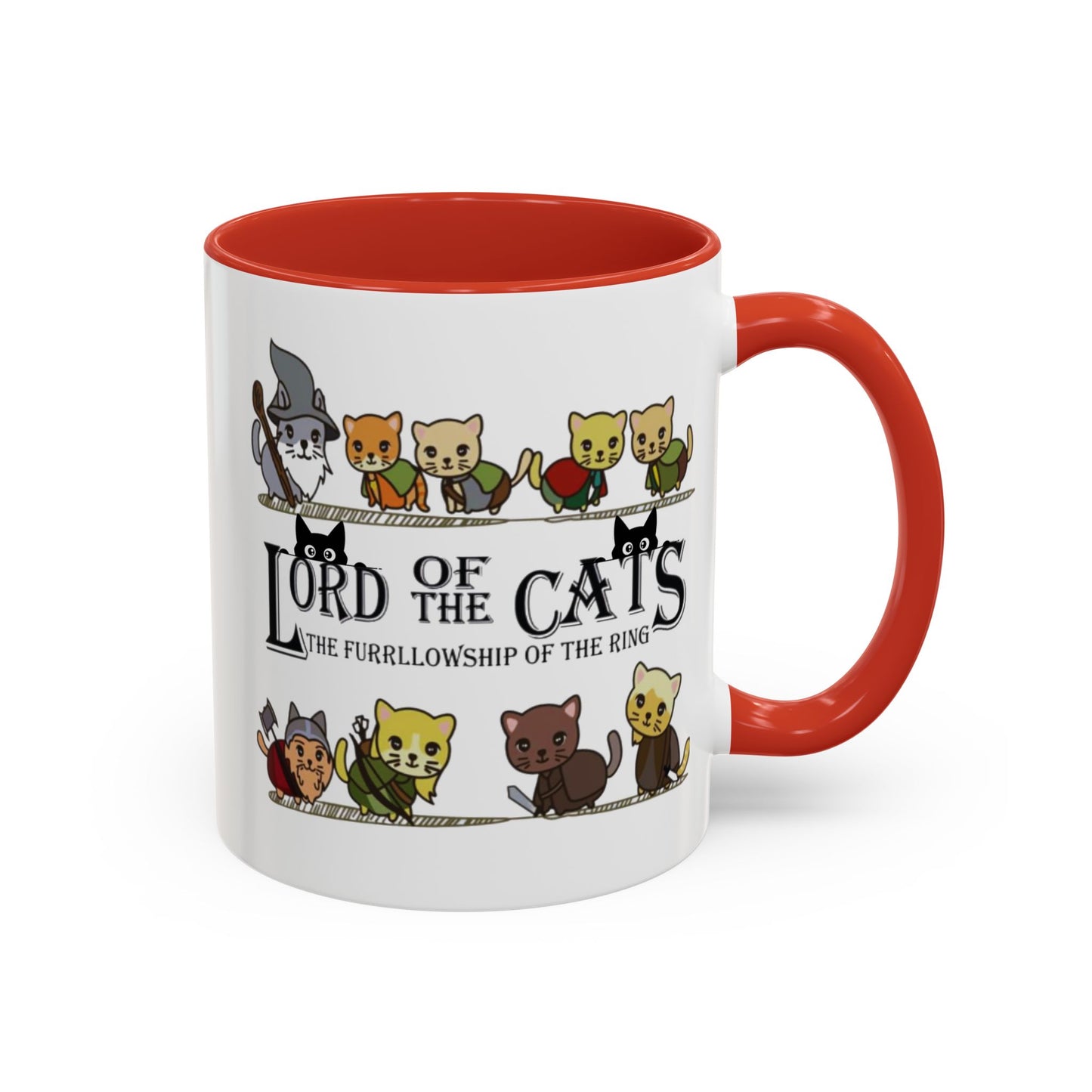 Fantasy Cat Fellowship Mug, Medieval Cats Coffee Cup