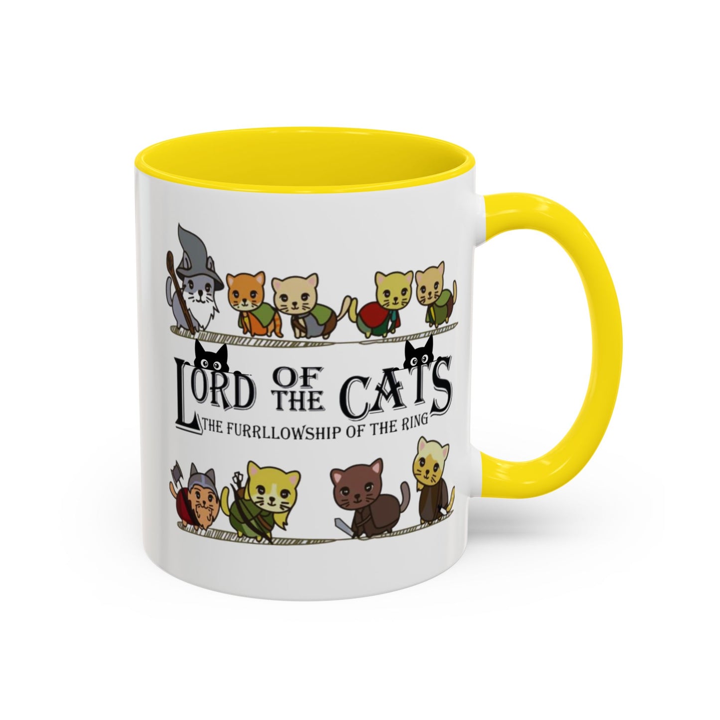 Fantasy Cat Fellowship Mug, Medieval Cats Coffee Cup