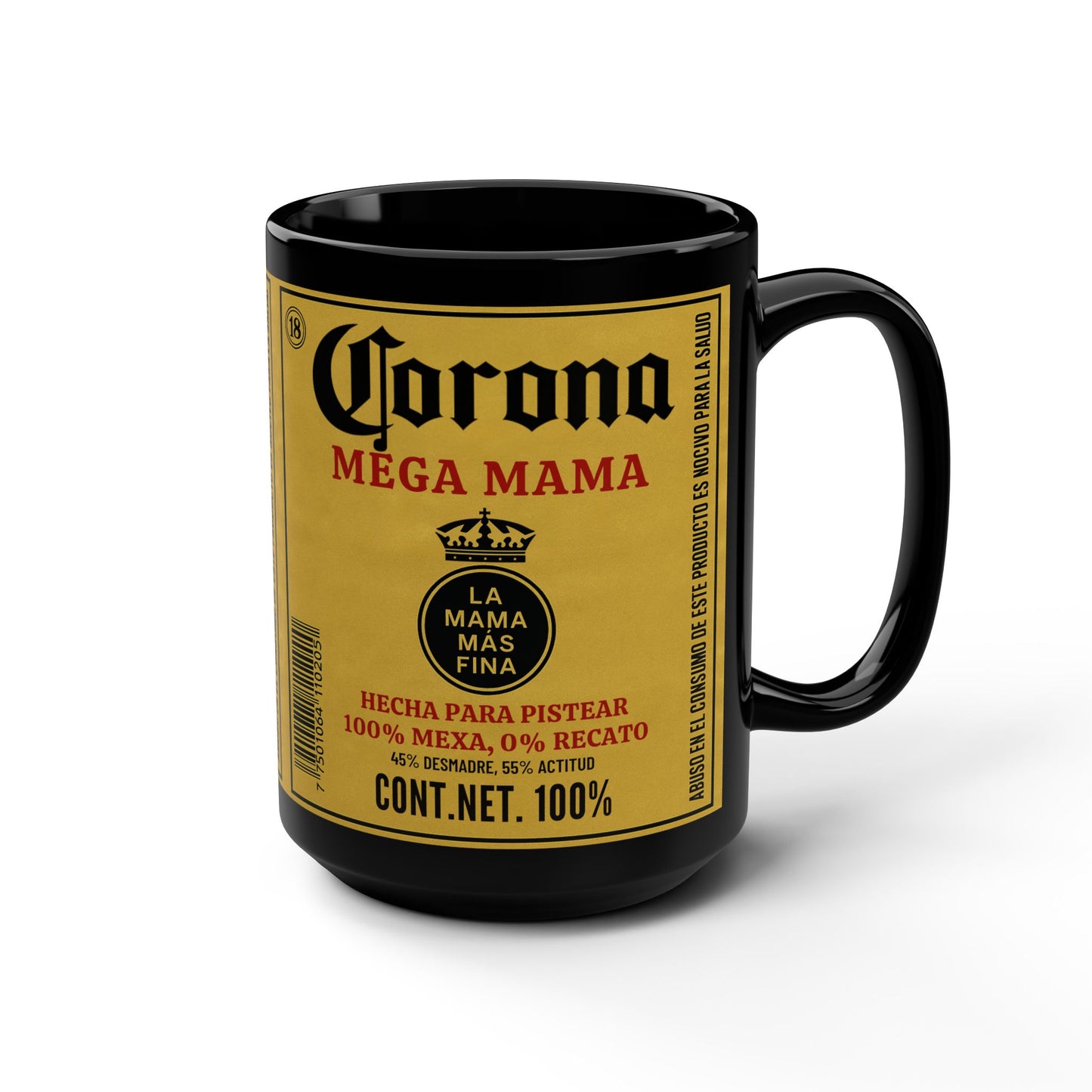 Mega Mama Funny Beer Mug, 15oz Black Ceramic Cup