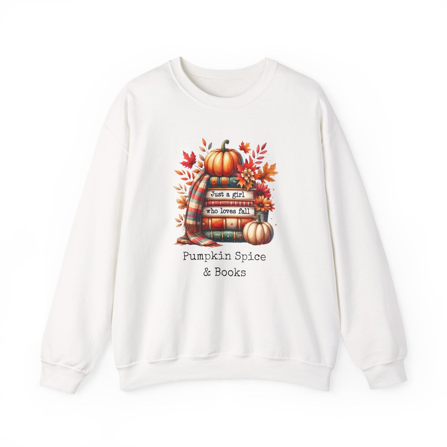 Pumpkin Spice & Books – Embroidered-Style Crewneck