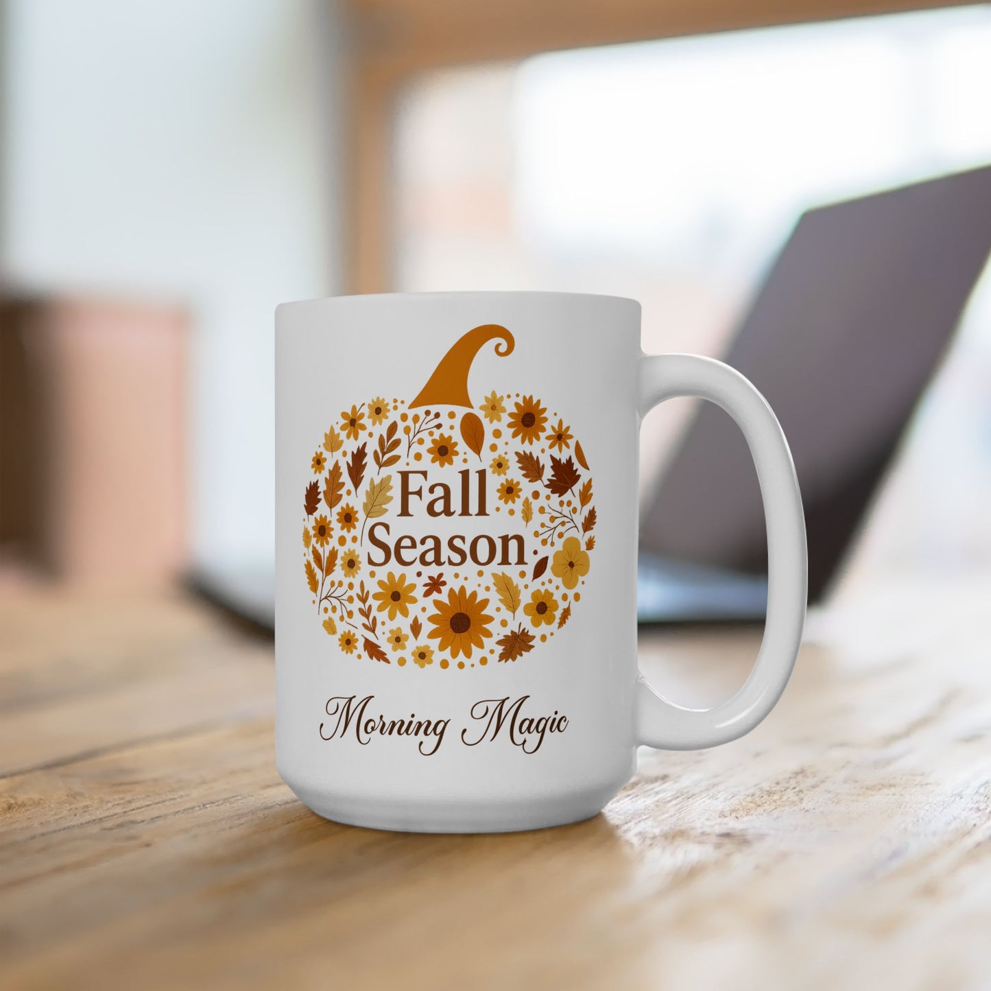 Fall Season Pumpkin Mug, Morning Magic Coffee Cup