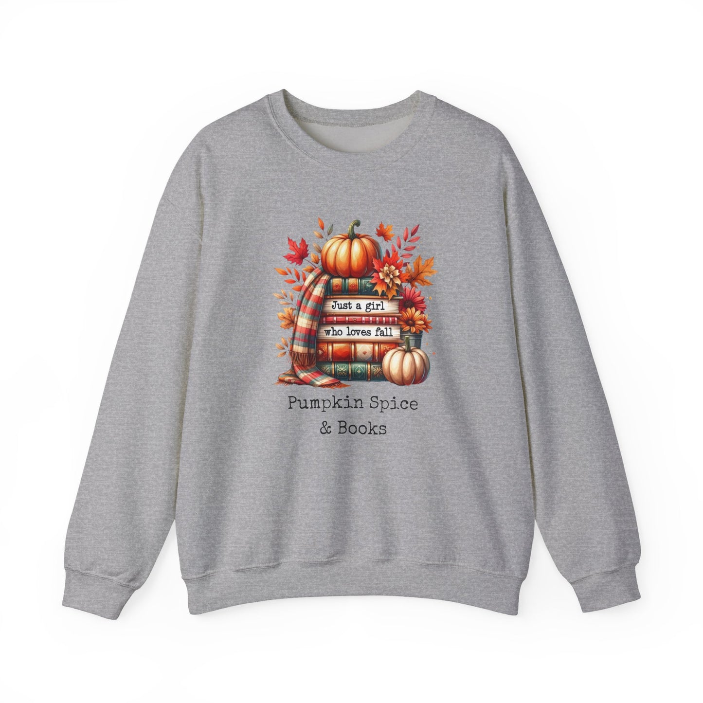 Pumpkin Spice & Books – Embroidered-Style Crewneck