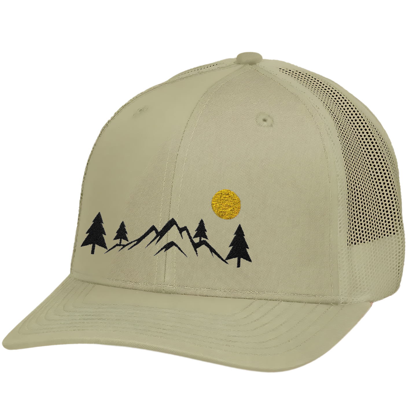 Mountain Trucker Hat for Hikers, Rustic Trucker Cap