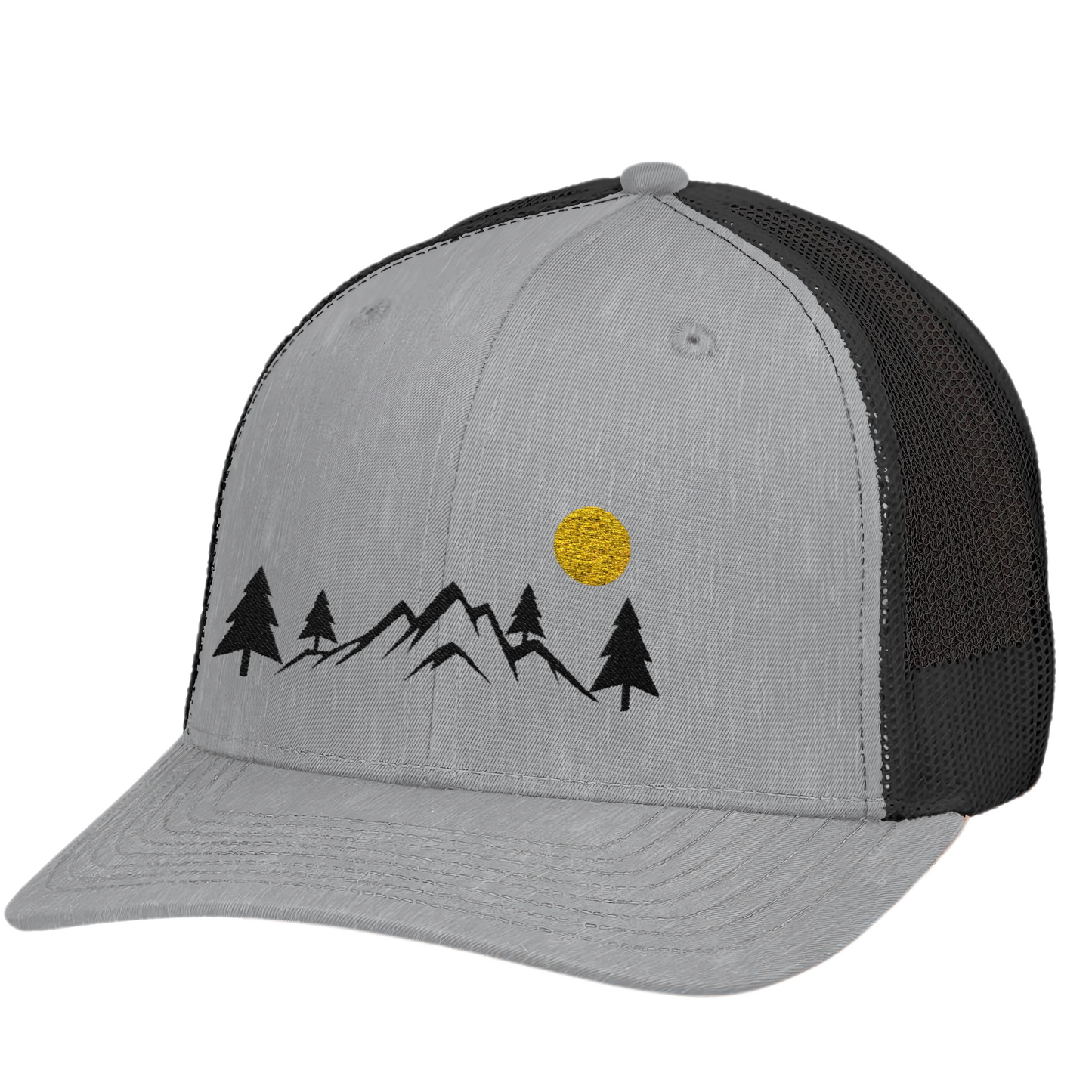 Mountain Trucker Hat for Hikers, Rustic Trucker Cap