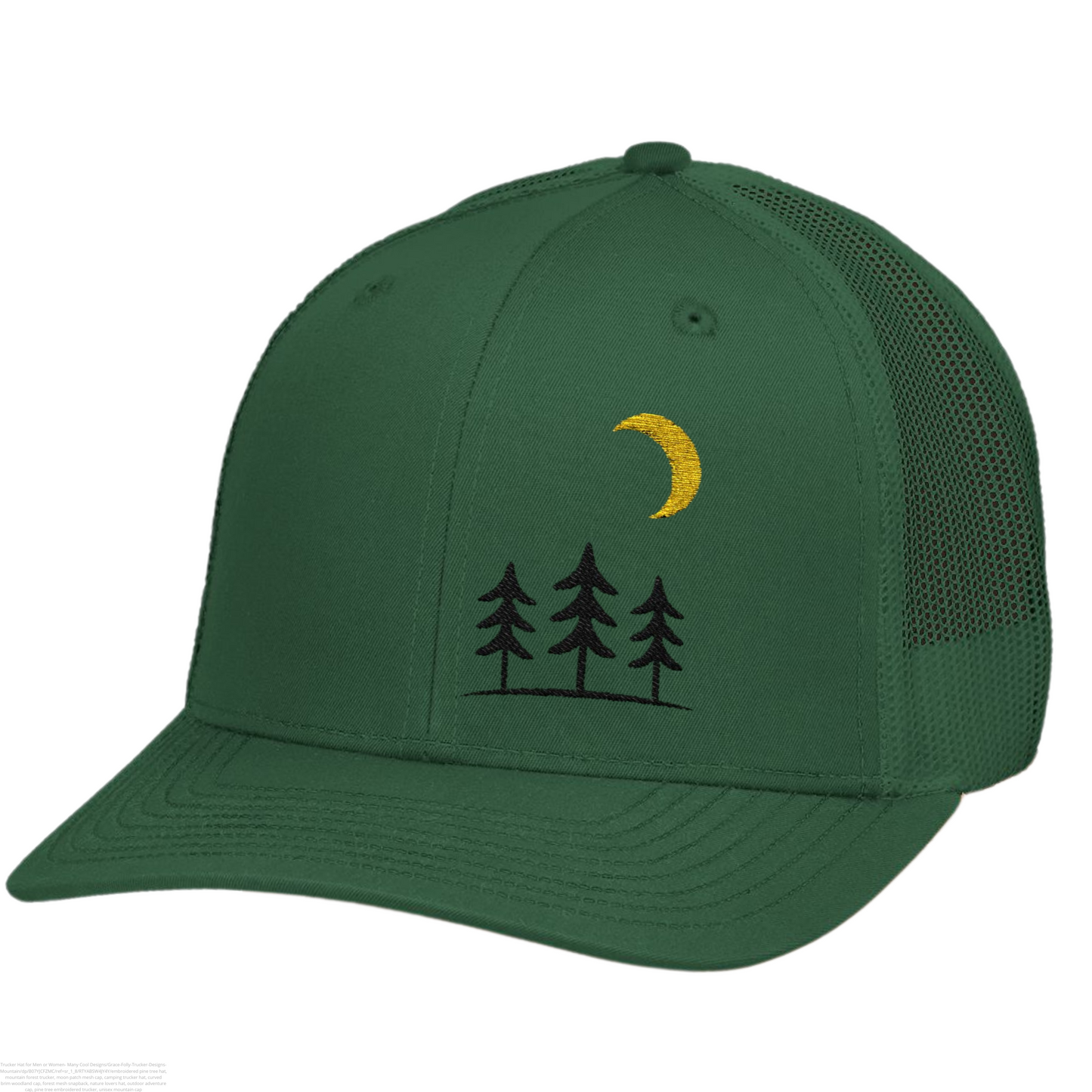 Pine Tree Moon Cap, Nature Camping Hat