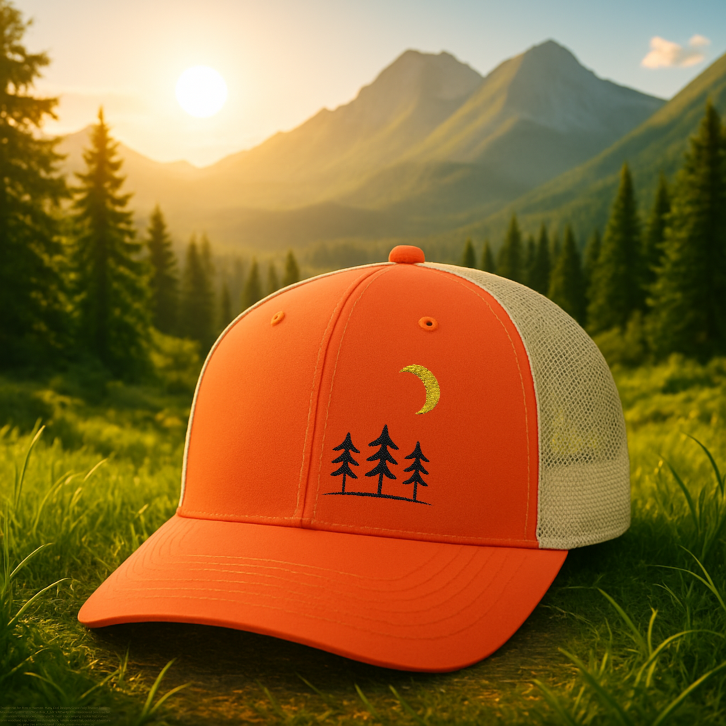 Pine Tree Moon Cap, Nature Camping Hat
