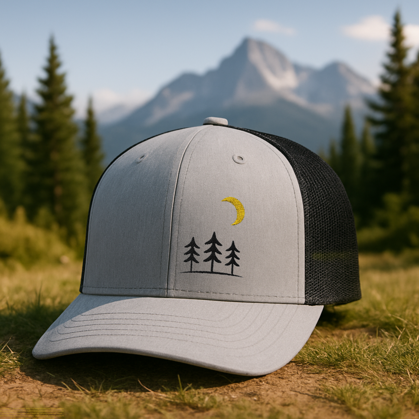 Pine Tree Moon Cap, Nature Camping Hat