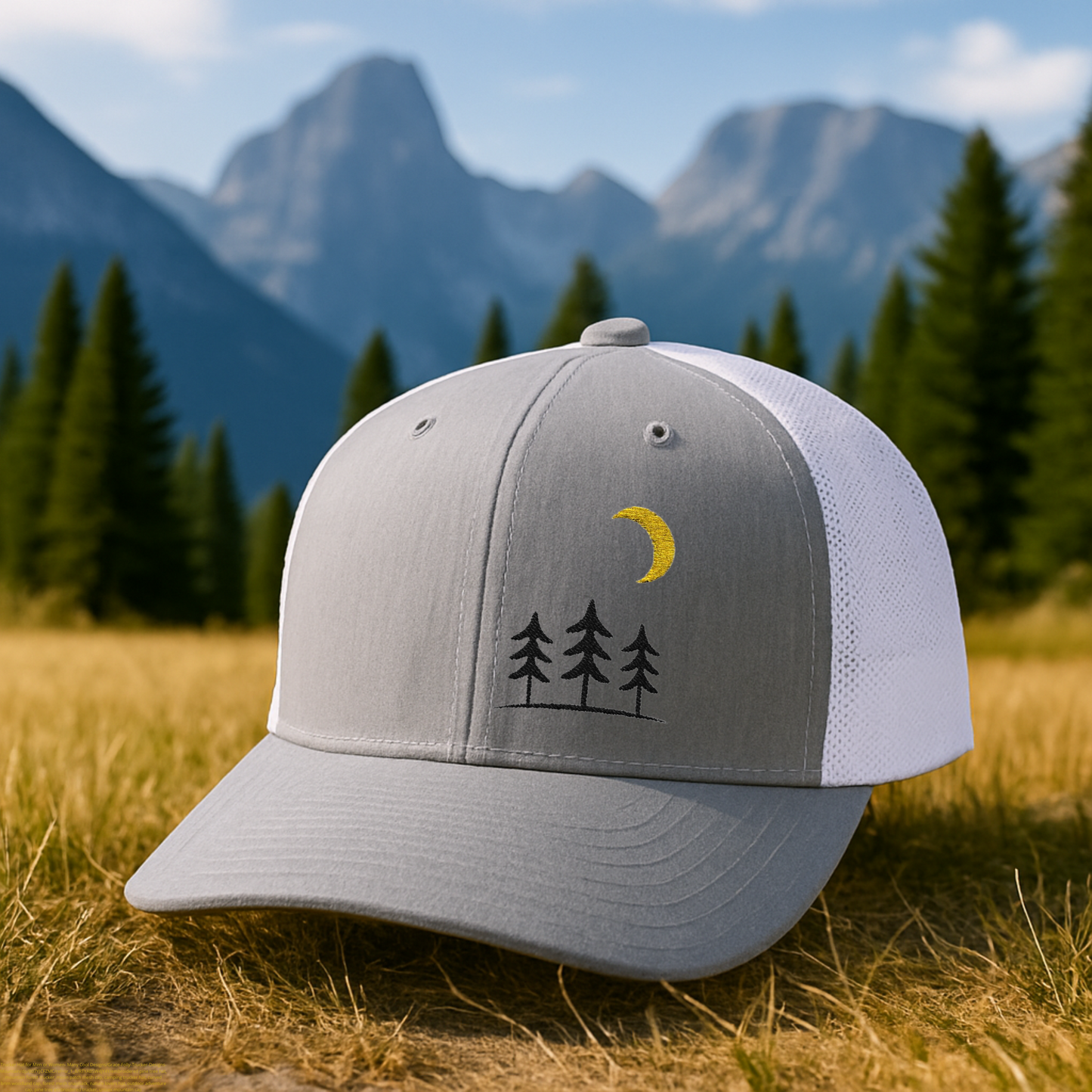Pine Tree Moon Cap, Nature Camping Hat