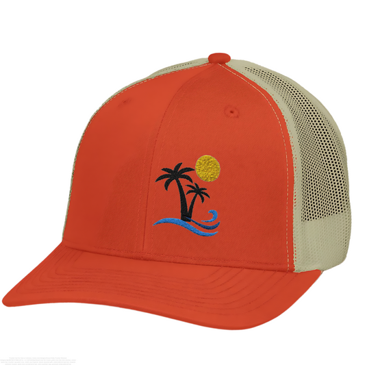 Tropical Palm Tree Trucker Hat, Coastal Cap