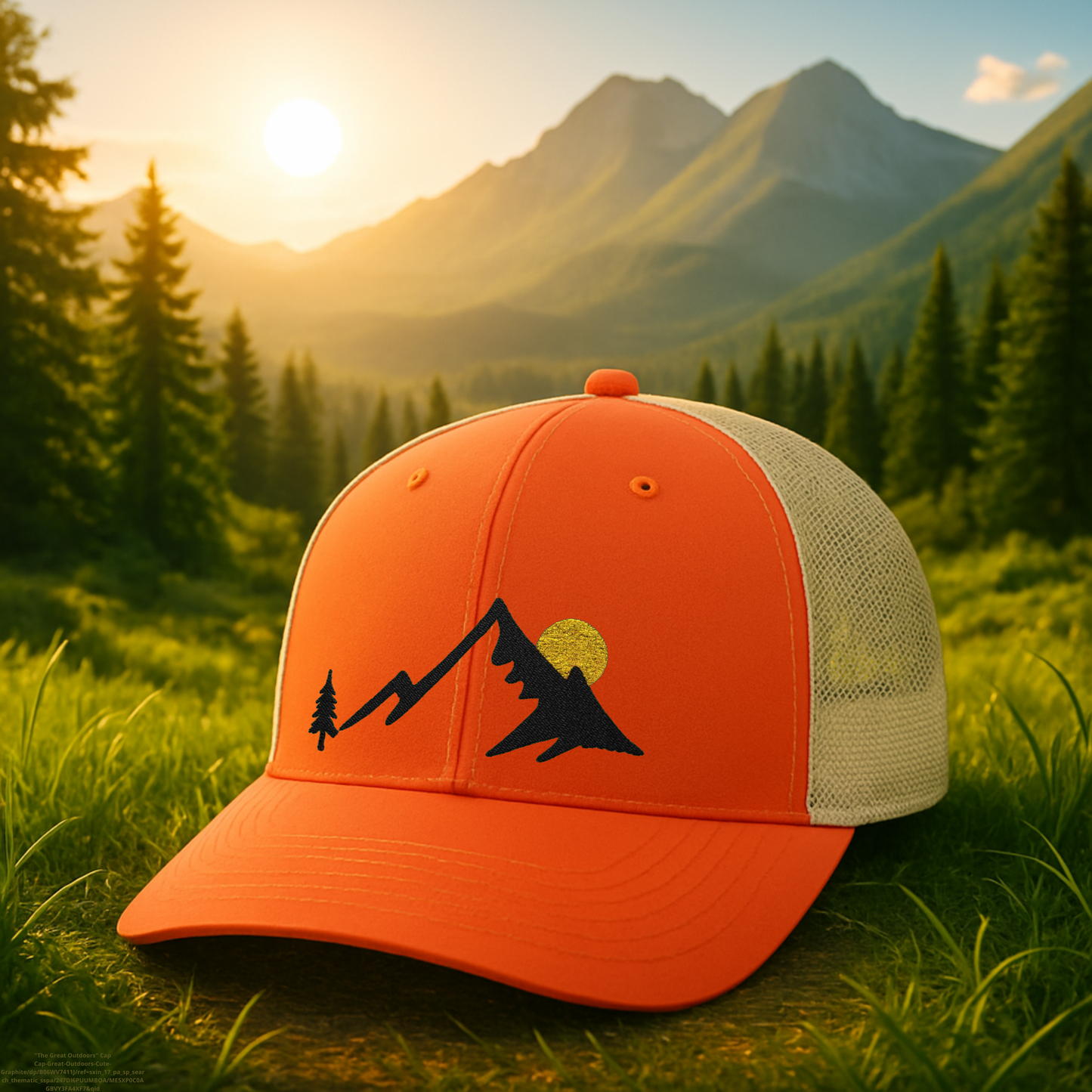 Adventure Trucker Hat, Mountain and Sunrise Cap