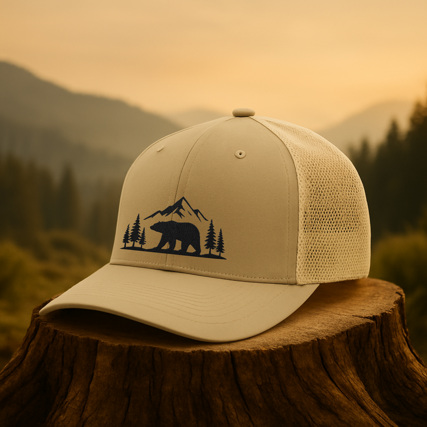 Mountain Bear Trucker Hat, Outdoor Cap