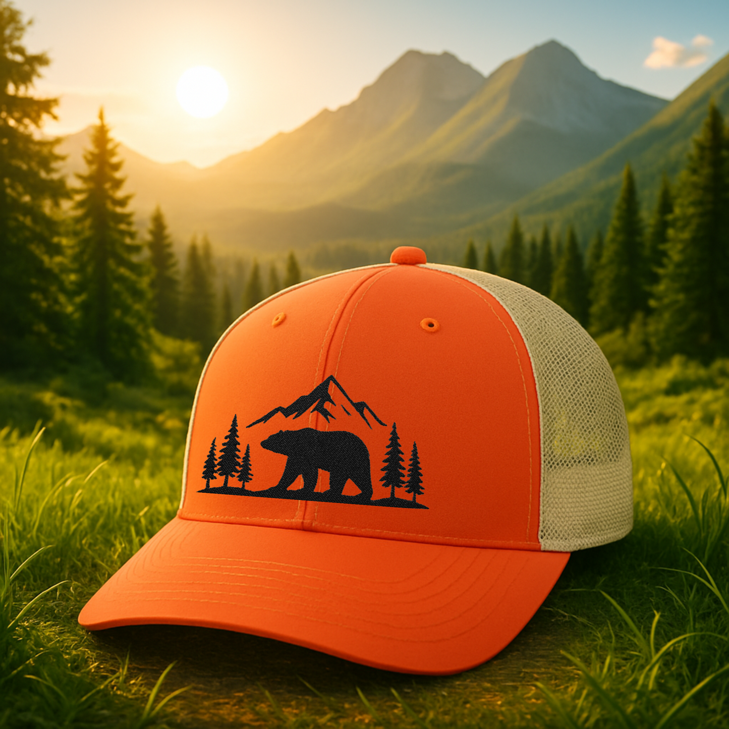 Mountain Bear Trucker Hat, Outdoor Cap