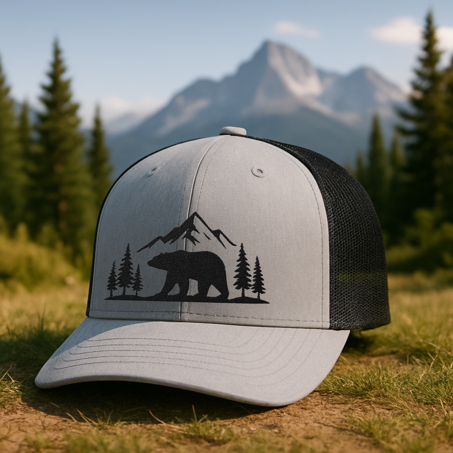 Mountain Bear Trucker Hat, Outdoor Cap
