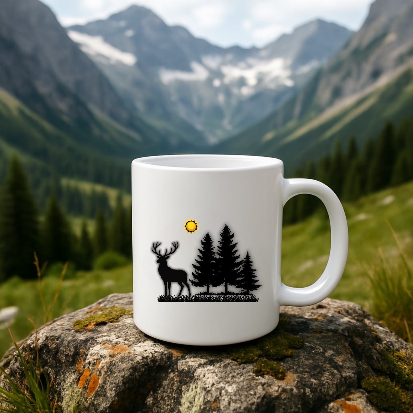 Rustic Deer Mug, Forest Cup for Campers