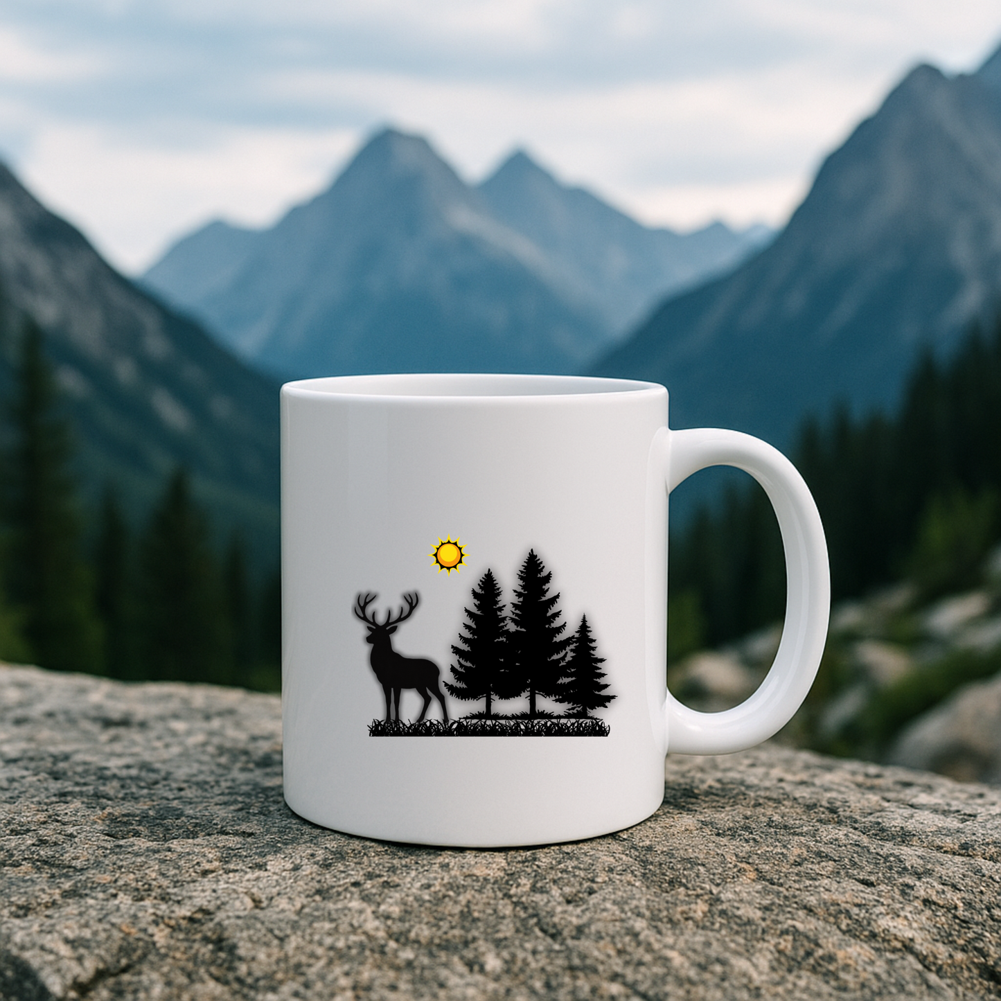 Rustic Deer Mug, Forest Cup for Campers