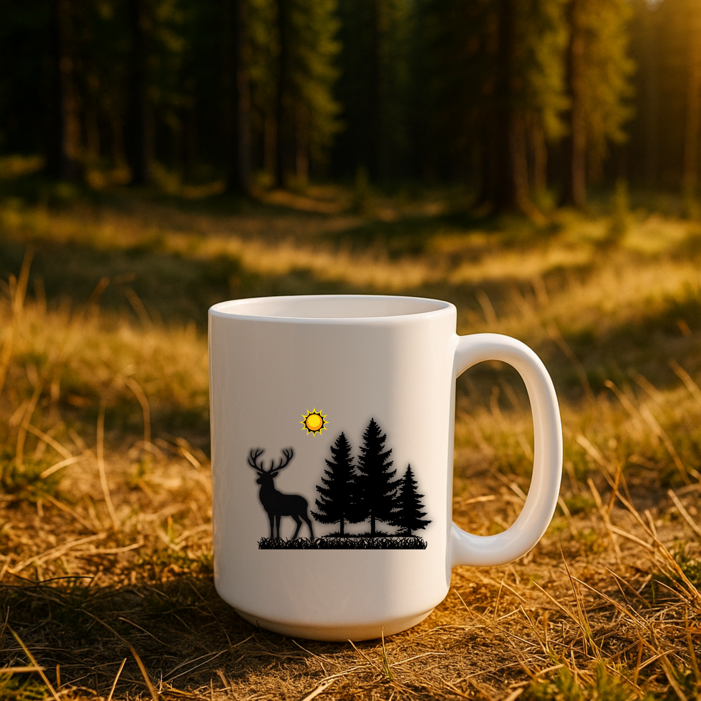 Rustic Deer Mug, Forest Cup for Campers