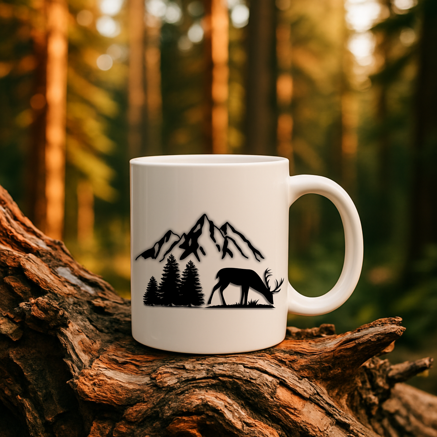 Minimalist Deer Mountain Mug, Outdoors Cup