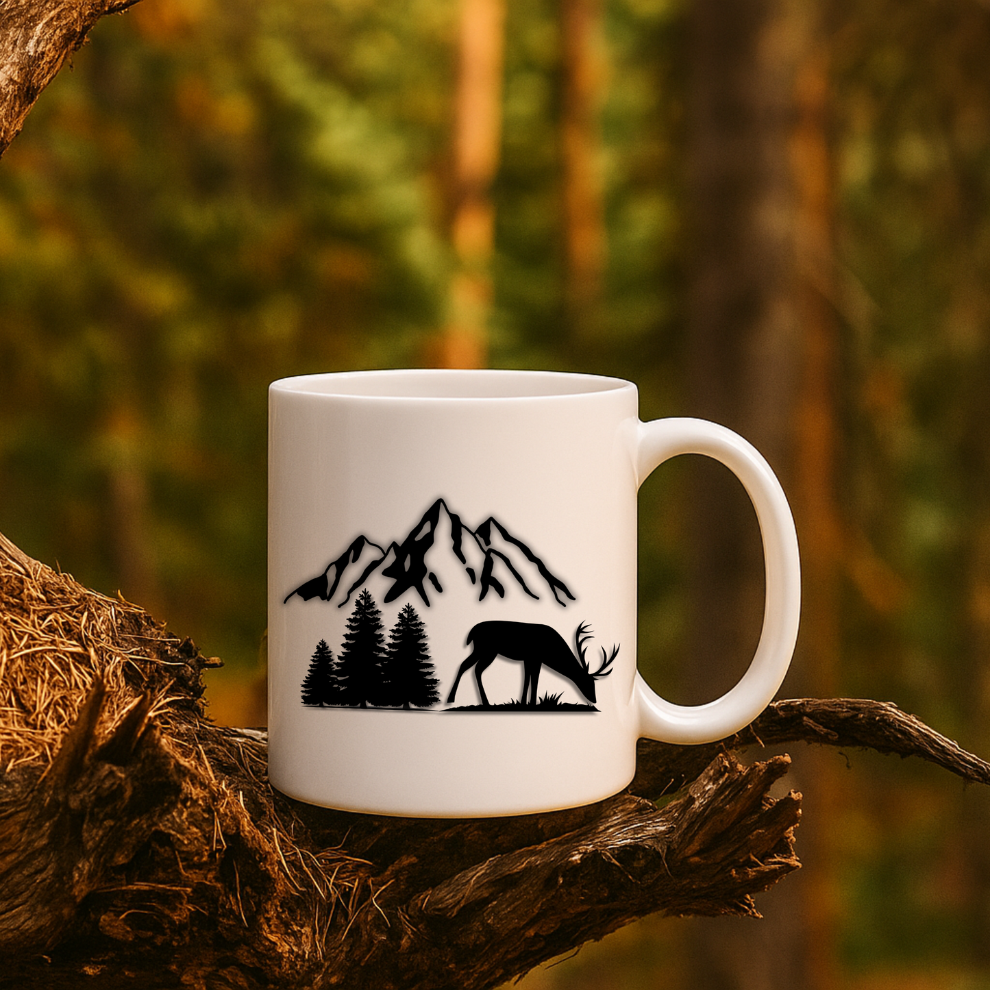 Minimalist Deer Mountain Mug, Outdoors Cup