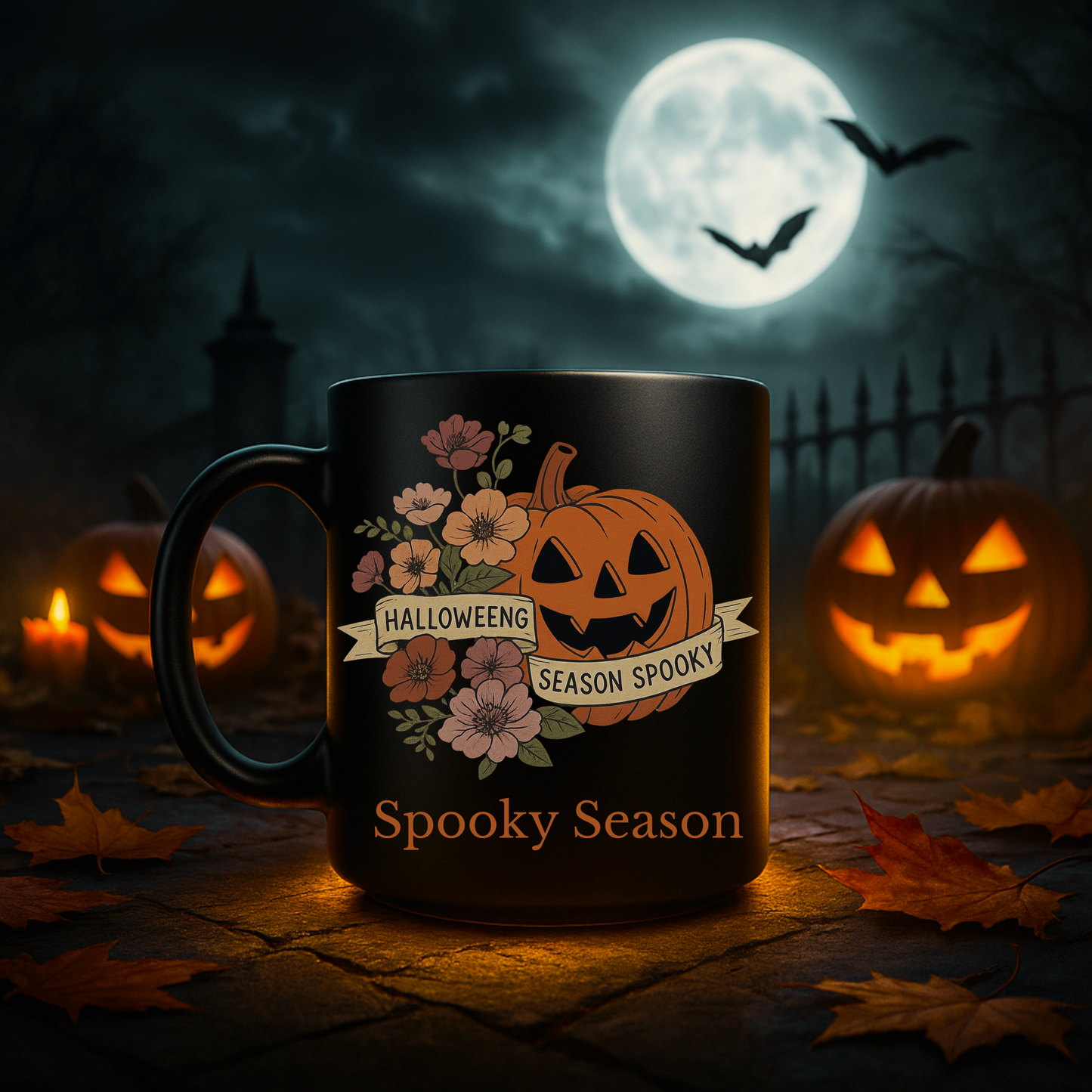 Spooky Season Pumpkin Mug, Halloween Coffee Cup