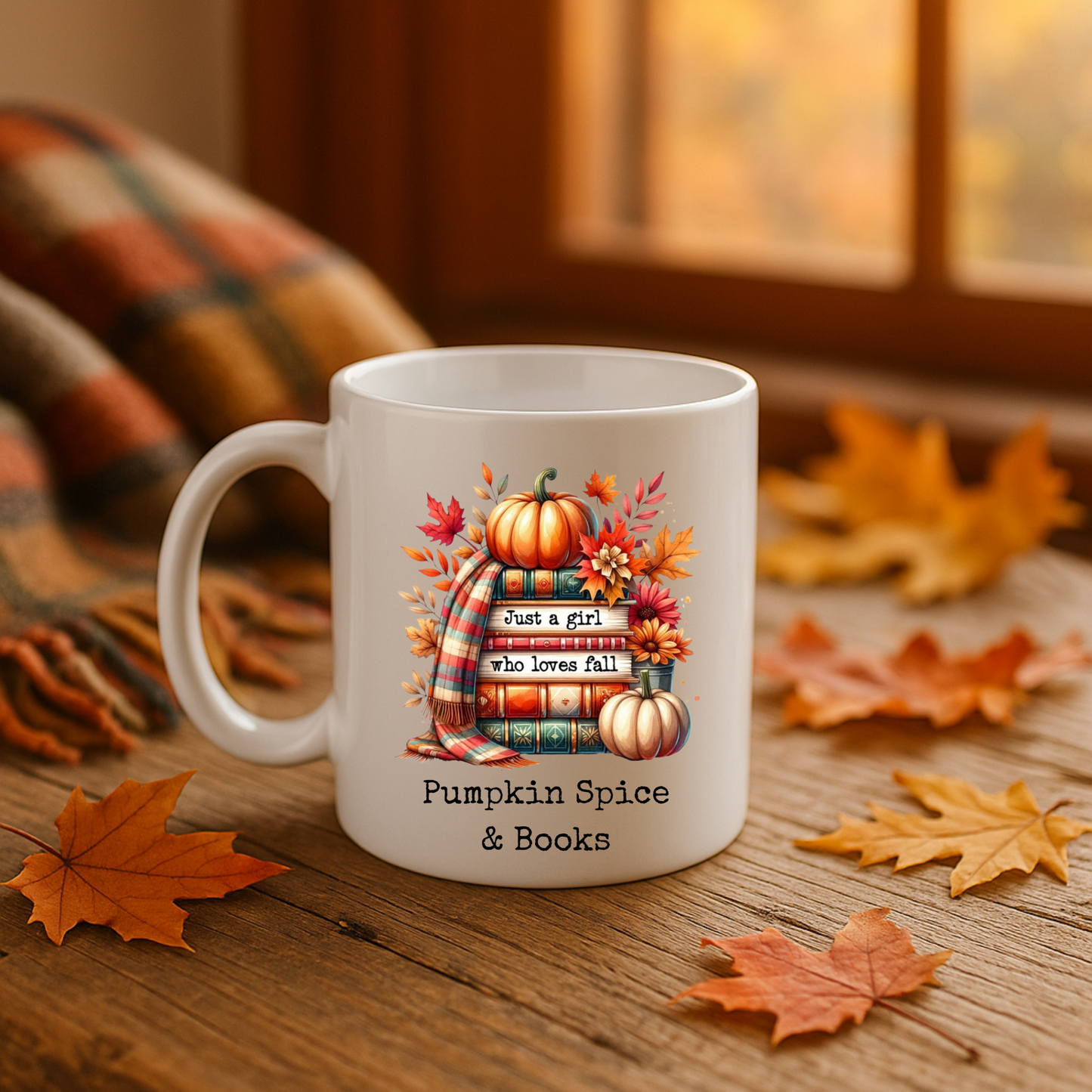 Book Lover Mug, Cozy Fall Coffee Mug, Library Bookshelf Cup