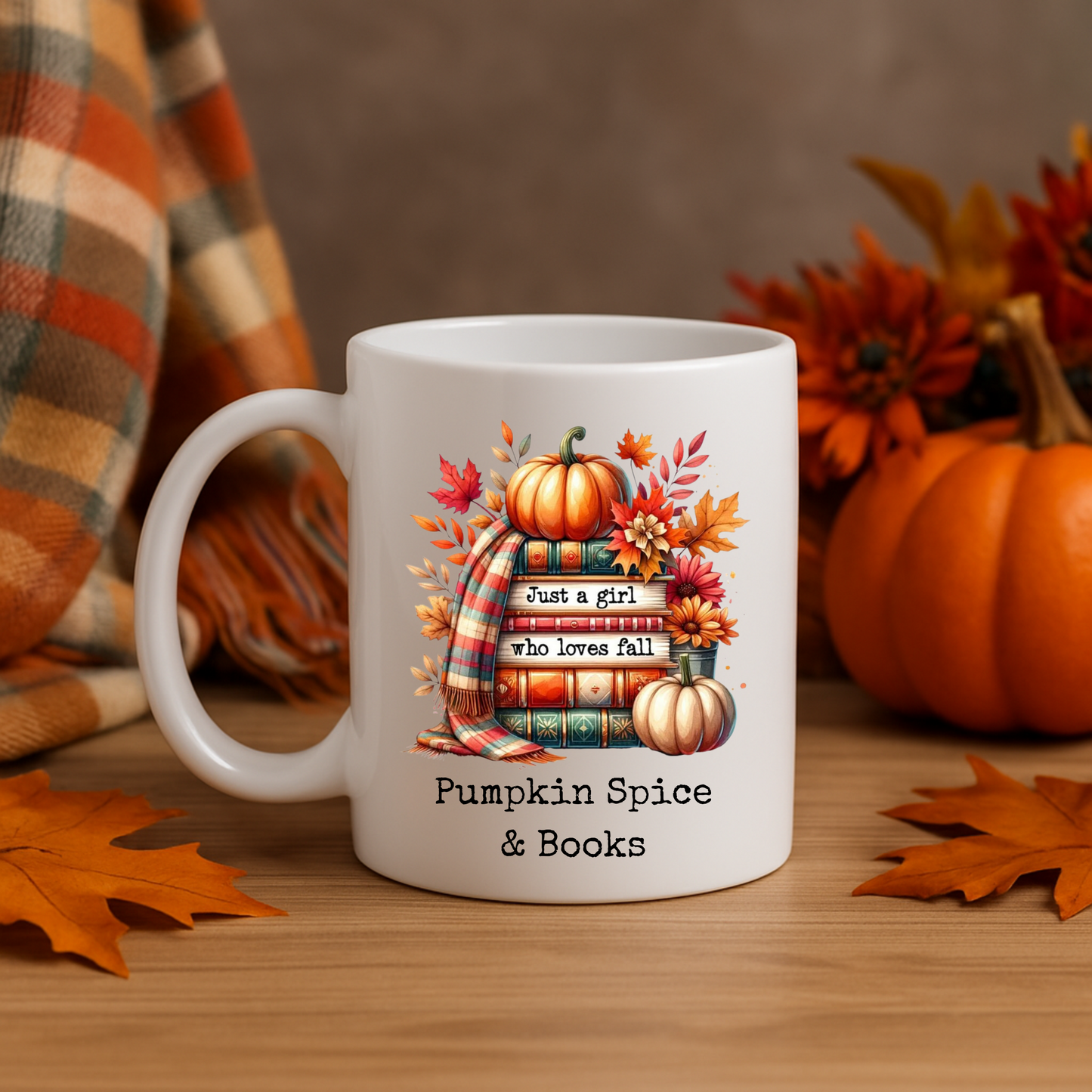 Book Lover Mug, Cozy Fall Coffee Mug, Library Bookshelf Cup