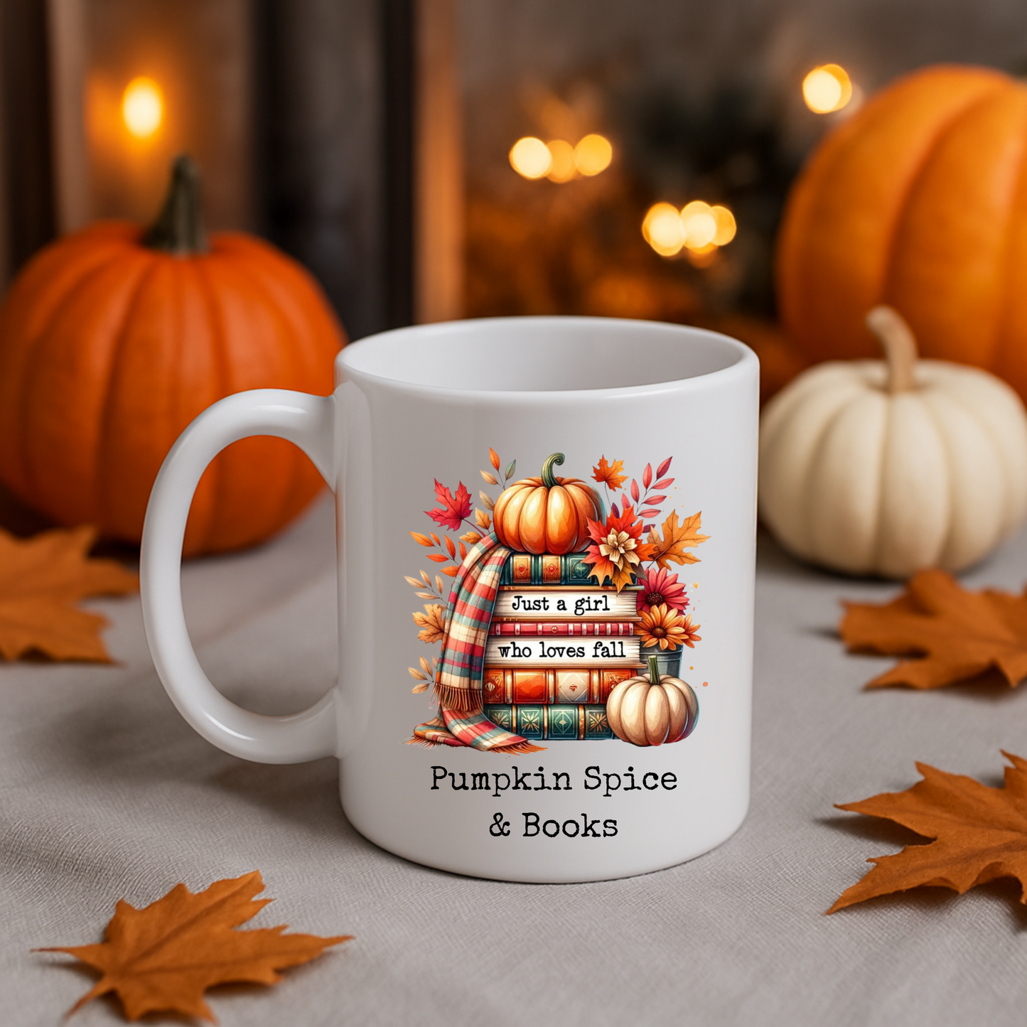 Book Lover Mug, Cozy Fall Coffee Mug, Library Bookshelf Cup