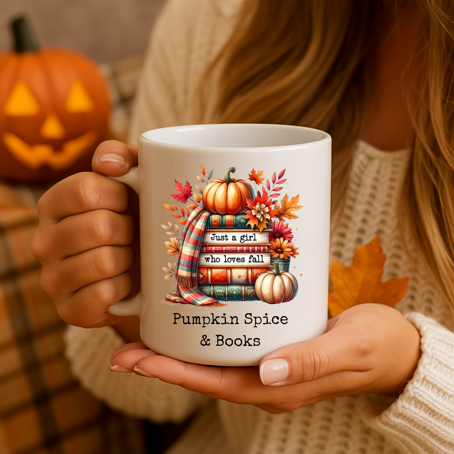 Book Lover Mug, Cozy Fall Coffee Mug, Library Bookshelf Cup