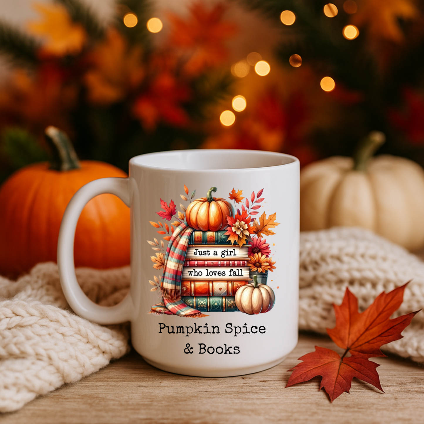 Book Lover Mug, Cozy Fall Coffee Mug, Library Bookshelf Cup