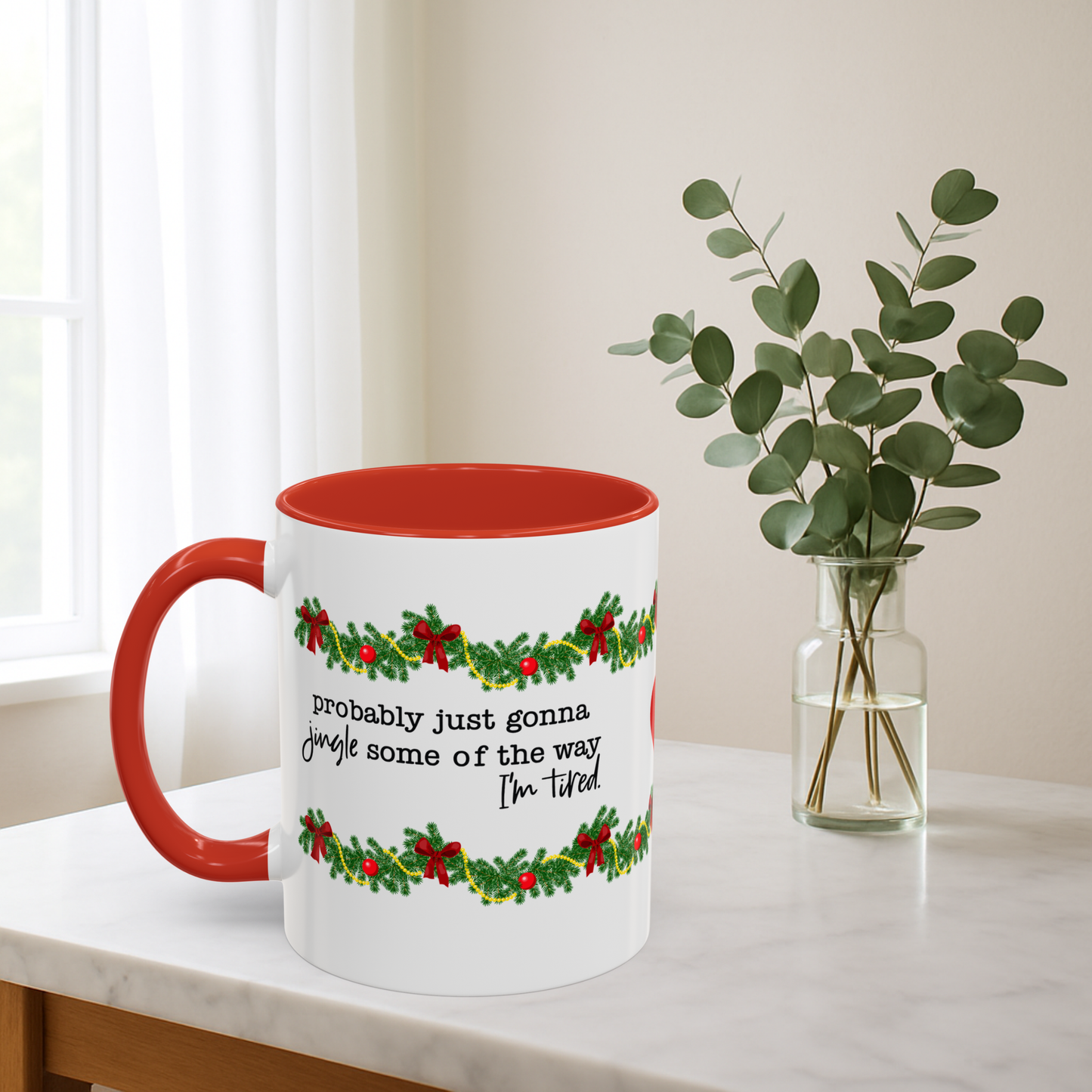 Funny Christmas Garland Mug.